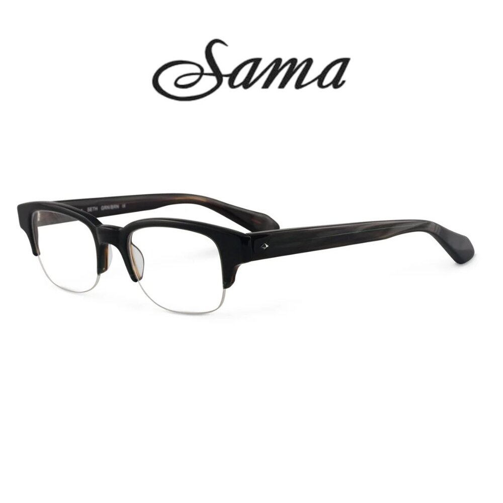 SAMA SETH Acetate Green/Brown Half Rim Optical/Prescription Eyeglasses Frame